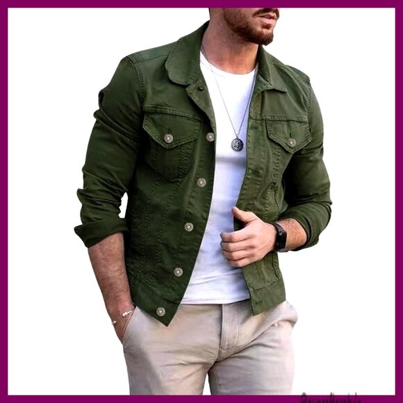 Men's Denim Jacket Regular Fit Button Down Long Sleeve Trucker